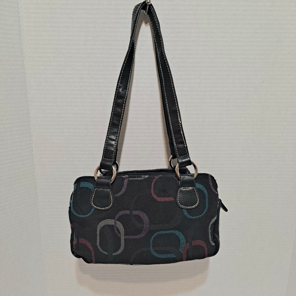 Stylish Black Abstract Patterned Shoulder Bag Pur… - image 3